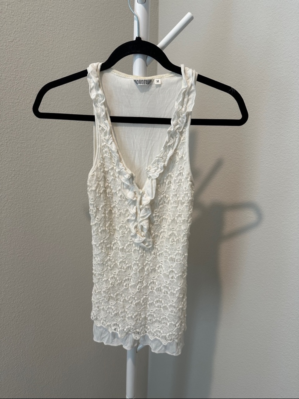White Lace Ruffle V-Neck Camisole